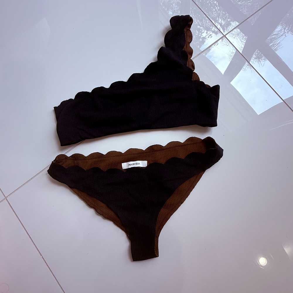Marysia Swim Black and Brown Scalloped Bikini